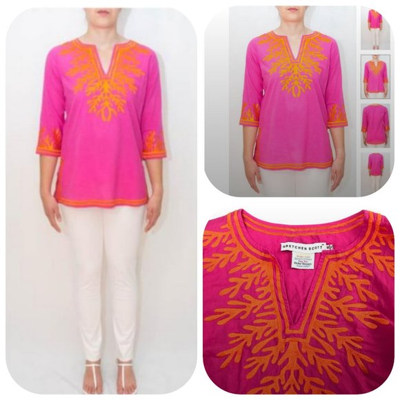 Gretchen Scott cotton reef embroidery tunic/top - Picture 1 of 15